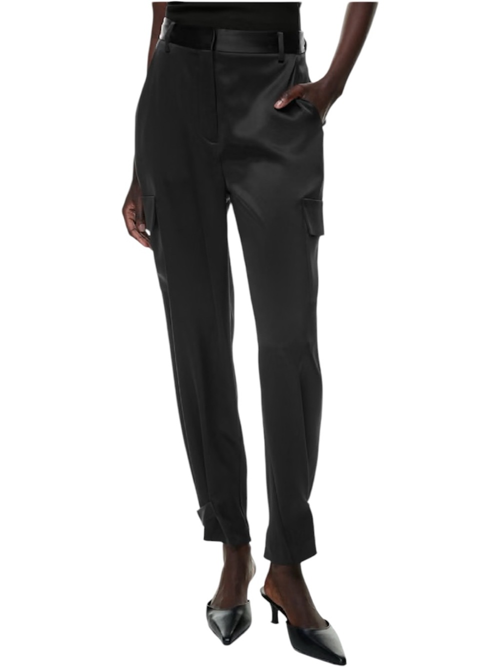 Aritzia Babaton Refined Satin Cargo Pant in Black Womens Size 8